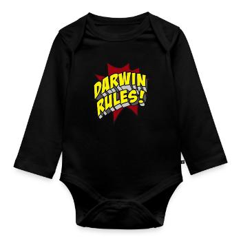 Darwin Award humour dire drôle rire cadeau - Body Bébé bio manches longues - noir - Devant