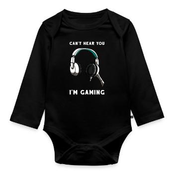 Gaming Gamer Video Video Games Headset Gift - Organic Longsleeve Baby Bodysuit - black - Front