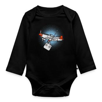 Pilote RC | Modèle de vol | modèle - Body Bébé bio manches longues - noir - Devant