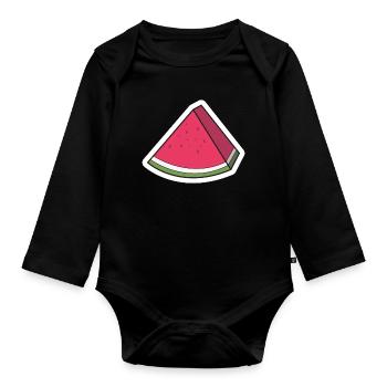 Watermelon - Organic Longsleeve Baby Bodysuit - black - Front