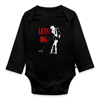 Detectorist Metal Fishing Detector Treasure Gift - Organic Longsleeve Baby Bodysuit - black - Front