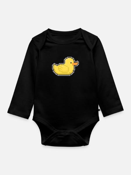 Ente Gamer Pixel Geschenk Shirt - Baby Bio-Langarm-Body - Schwarz
