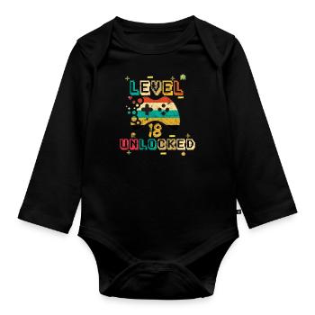 18th birthday - Organic Longsleeve Baby Bodysuit - black - Front