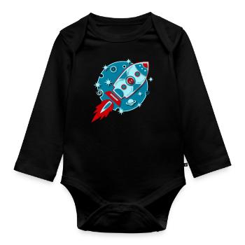 Retro Rocket Planet Space Space Sci-fi - Organic Longsleeve Baby Bodysuit - black - Front