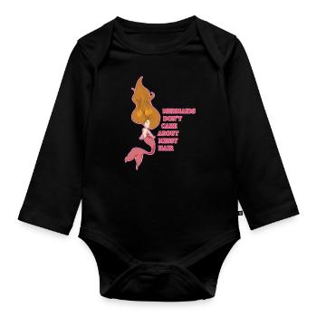 Cadeau fable de poisson coiffeur sirène cheveux - Body Bébé bio manches longues - noir - Devant