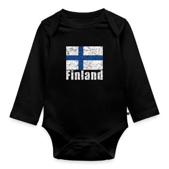 Drapeau finlandais - Body Bébé bio manches longues - noir - Devant