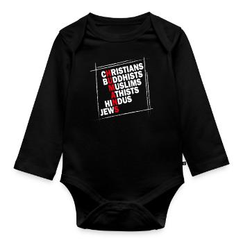 Human Religion Humanity Against Hate - Organic Longsleeve Baby Bodysuit - black - Front