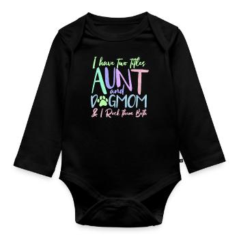 aunt - Organic Longsleeve Baby Bodysuit - black - Front