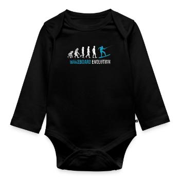Evolution wakeboarder - Organic Longsleeve Baby Bodysuit - black - Front