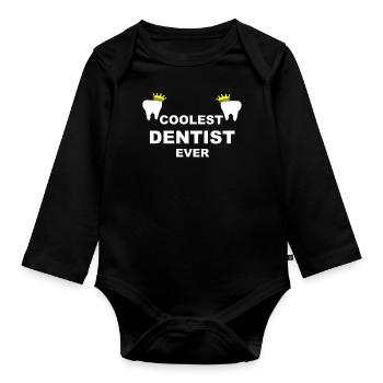 Coolest Dentist Ever Zahnarzt Zahnärzte Geschenk - Baby Bio-Langarm-Body - Schwarz - Vorne