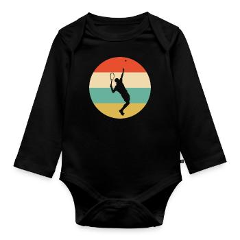 Cadeau de sport tennis joueur silhouette tennis - Body Bébé bio manches longues - noir - Devant