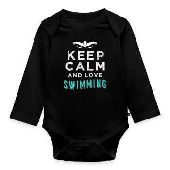 Schwimmen - Baby Bio-Langarm-Body - Schwarz - Vorne