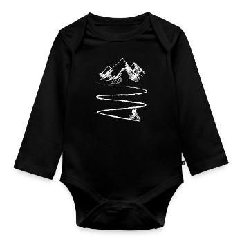 Mountain Bike, Cyclist, Bicycle, Mountains, Gift - Organic Longsleeve Baby Bodysuit - black - Front