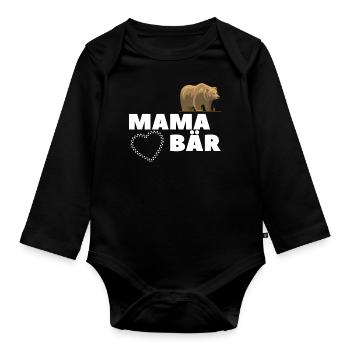 Mama Mutter Bear Bär Mamabaer Muttertag Tier - Baby Bio-Langarm-Body - Schwarz - Vorne