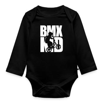 Fahrrad BMX Kinder T-Shirt - Baby Bio-Langarm-Body - Schwarz - Vorne