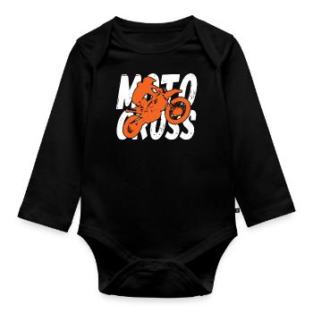 Motocross dirtbike pour garçons enfants - Body Bébé bio manches longues - noir - Devant