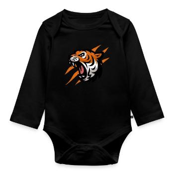 tigre - Body Bébé bio manches longues - noir - Devant