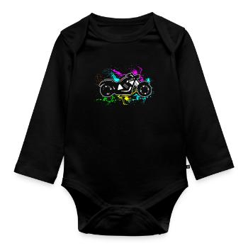Moto Moto Conduite Cadeau Idée Cadeau Bik - Body Bébé bio manches longues - noir - Devant