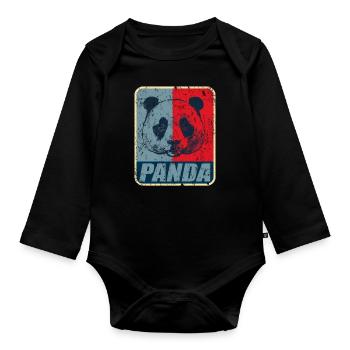 Panda - Body Bébé bio manches longues - noir - Devant