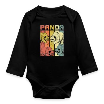 Panda - Body Bébé bio manches longues - noir - Devant