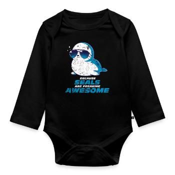 Seal - Organic Longsleeve Baby Bodysuit - black - Front