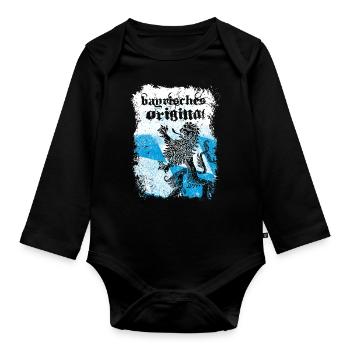 BAYRISCHES ORIGINAL BAYERN BAYER BAYRISCH GESCHENK - Baby Bio-Langarm-Body - Schwarz - Vorne
