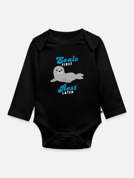 Robbe - Baby Bio-Langarm-Body - Schwarz