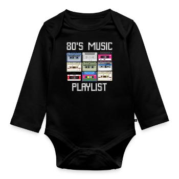 Kassette 80's Musik Playlist - Baby Bio-Langarm-Body - Schwarz - Vorne