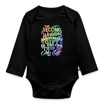 Second Anniversary Two Years Together Happy - Organic Longsleeve Baby Bodysuit - black - Front