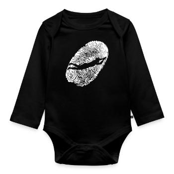 Fingerabdruck Schwimmer schwimmen Geschenk Wasser - Baby Bio-Langarm-Body - Schwarz - Vorne
