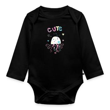 Cadeau mignon de fille de méduse de méduse - Body Bébé bio manches longues - noir - Devant