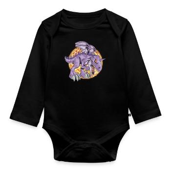Drache Drachen Feuer Dragon Feuerball Geschenkidee - Baby Bio-Langarm-Body - Schwarz - Vorne