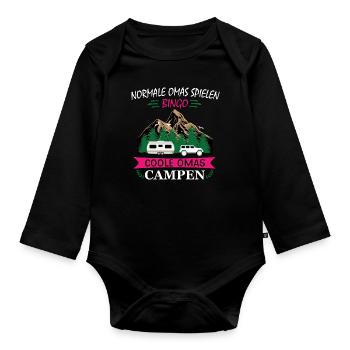 Cool Granny Camping Camping Granny - Body Bébé bio manches longues - noir - Devant