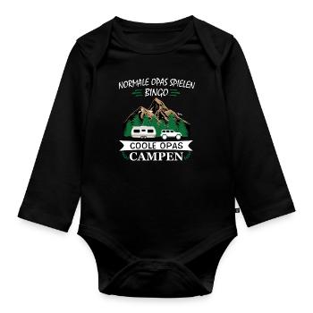 Cool Opas Camping Camping Opa Camping Vacances - Body Bébé bio manches longues - noir - Devant