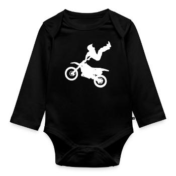 Motocross Motorrad Chopper Cruiser Biker Geschenk - Baby Bio-Langarm-Body - Schwarz - Vorne