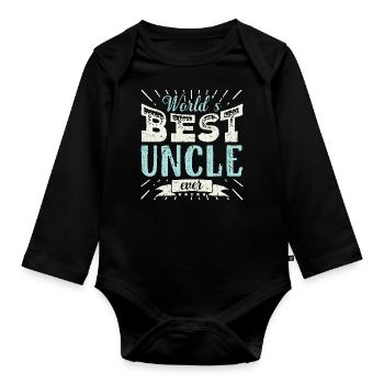 Mens Cool Uncle Gift T Shirt World's Best Uncle - Baby Bio-Langarm-Body - Schwarz - Vorne