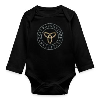 Runen cercle avec Triquetra - Body Bébé bio manches longues - noir - Devant