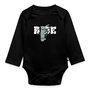 Skateboard - Baby Bio-Langarm-Body - Schwarz - Vorne