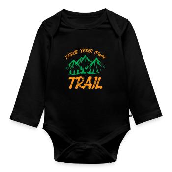 Hike Tramp Roam Walk Trek Wander Nature Mount Gift - Organic Longsleeve Baby Bodysuit - black - Front
