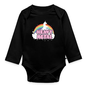 Heavy Metal Einhorn Musik Ella Lopez Geschenk - Baby Bio-Langarm-Body - Schwarz - Vorne