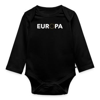 Europa mit Sternen - Baby Bio-Langarm-Body - Schwarz - Vorne