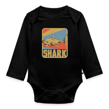 Shark fish - Organic Longsleeve Baby Bodysuit - black - Front