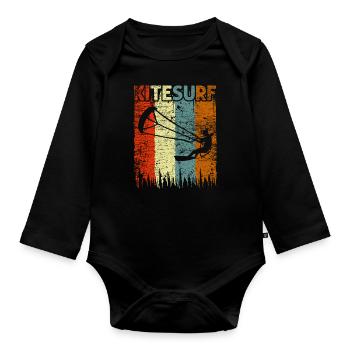 Kitesurf - Baby Bio-Langarm-Body - Schwarz - Vorne