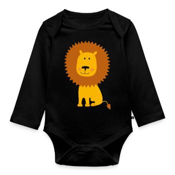 lion - Organic Longsleeve Baby Bodysuit - black - Front