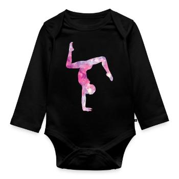 Gymnastics and gymnastics - Organic Longsleeve Baby Bodysuit - black - Front