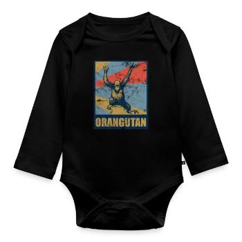 Orang-Utan Retro - Baby Bio-Langarm-Body - Schwarz - Vorne