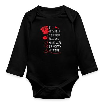professeur - Body Bébé bio manches longues - noir - Devant