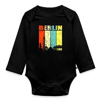 Berlin - Organic Longsleeve Baby Bodysuit - black - Front