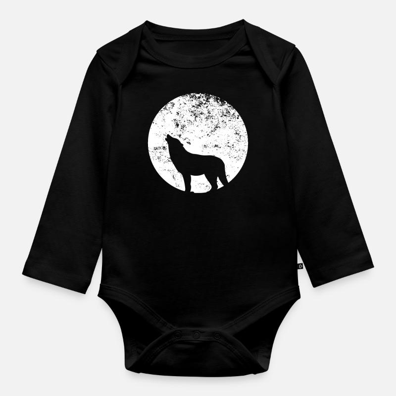 Wolf - Baby Bio-Langarm-Body - Schwarz