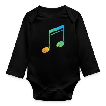 Note musicale musicien cadeau son icône musicale - Body Bébé bio manches longues - noir - Devant